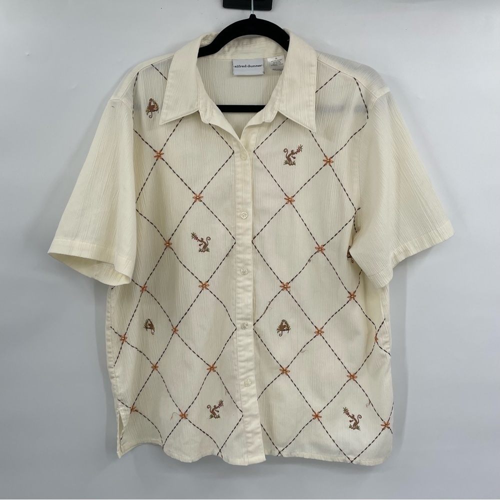 Button Down Monkey Embroidered Shirt